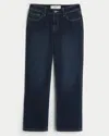 Hollister Mid-rise Ankle Straight Jeans In Dark Wash
