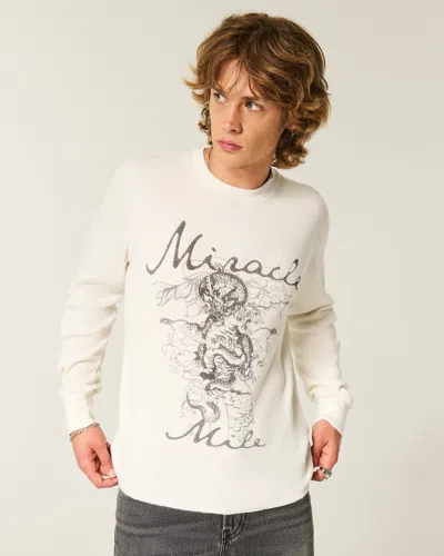 Hollister Miracle Mile Graphic Thermal Shirt In White
