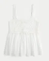 Hollister Mixed Crochet-style Babydoll Top In White