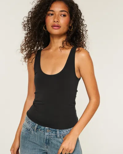 Hollister Must-have Basics Slash/scoop Tank In Black