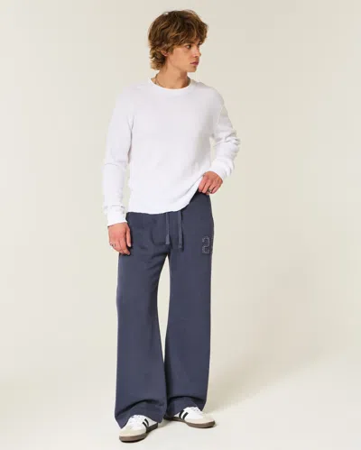 Hollister Number Graphic Bootcut Sweatpants In Blue