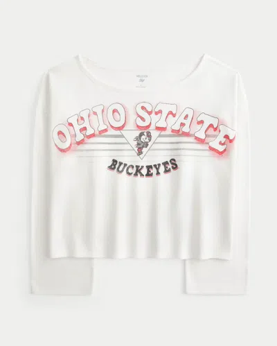 Hollister Off-the-shoulder The Ohio State University Buckeyes Graphic Sweatshirt In White