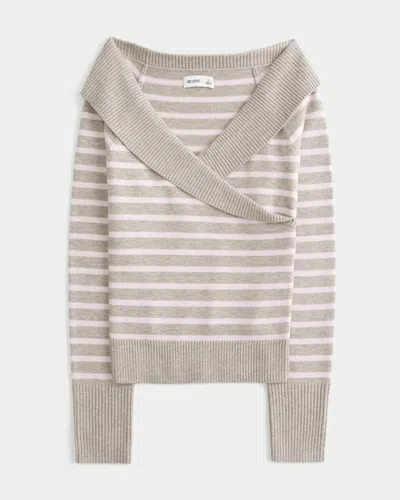 Hollister Off-the-shoulder Wrap Sweater In Brown