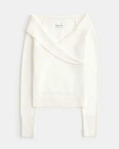 Hollister Off-the-shoulder Wrap Sweater In White
