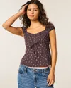 Hollister On/off-the-shoulder Scoop Babydoll Top In Brown