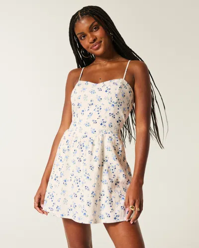 Hollister Open-back Linen-blend Skort Dress In White