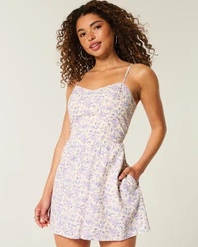 Hollister Open-back Linen-blend Skort Dress In White