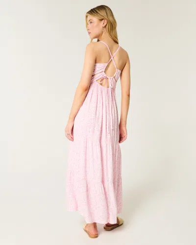 Hollister Open Back Maxi Dress In Pink