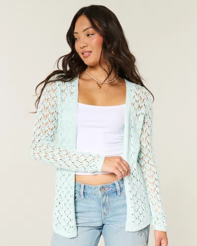 Hollister Open-stitch No-close Cardigan In Blue