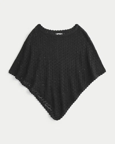 Hollister Open-stitch Sequin Poncho In Black