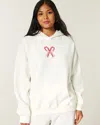 Hollister Oversized Candy Cane Graphic Hoodie In White