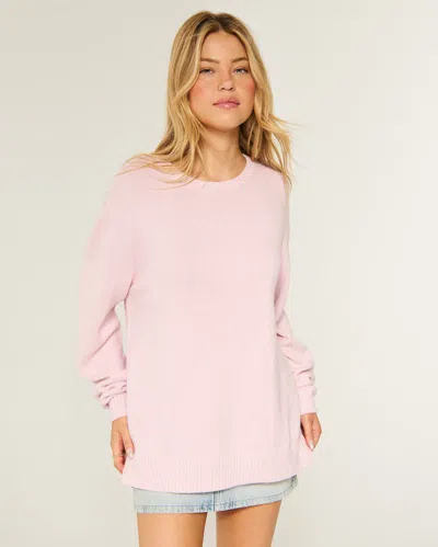 Hollister Knitted Boxy Crew Neck Sweater In Pink