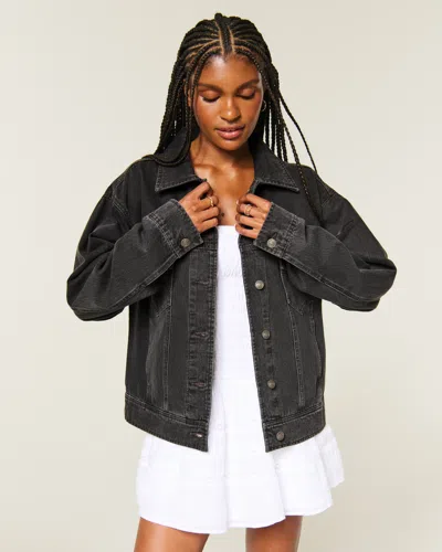Hollister Oversized Denim Jacket In Black