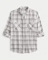 Hollister Oversized Flannel Shirt In Gray