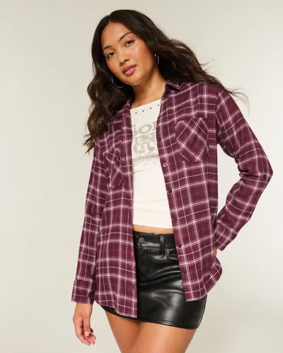 Hollister Oversized Flannel Shirt In Purple