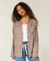 Hollister Oversized Flannel Shirt In Neutral