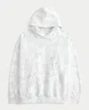 Hollister Oversized Floral Print Hoodie In White