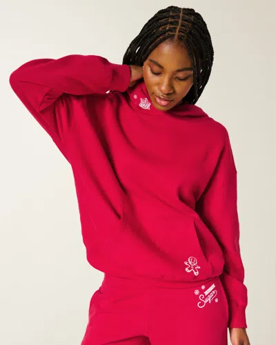 Hollister Oversized Glitter Print Sugar Graphic Hoodie
