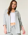 Hollister Oversized Linen-blend Shirt In Green