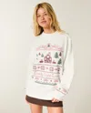 Hollister Oversized Mock-neck Puff Print Winter Graphic Sweatshirt In White