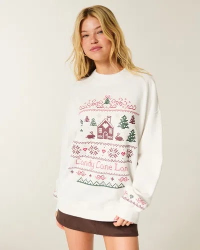 Hollister Oversized Mock-neck Puff Print Winter Graphic Sweatshirt