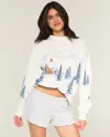 Hollister Oversized Mock-neck Puff Print Winter Graphic Sweatshirt