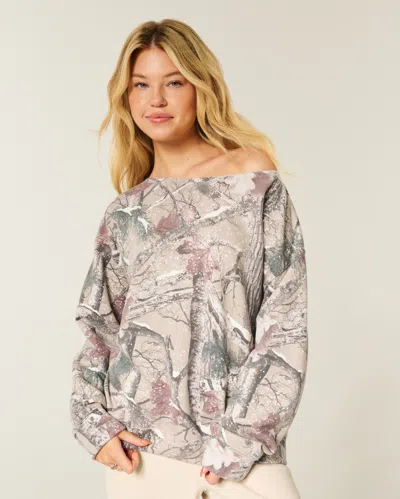 Hollister Oversized Off-the-shoulder Camo Sweatshirt