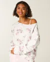 Hollister Oversized Off-the-shoulder Floral Bow Pattern Sweatshirt