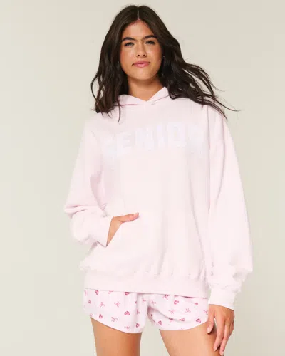 Hollister Oversized Senior Graphic Hoodie In Pink