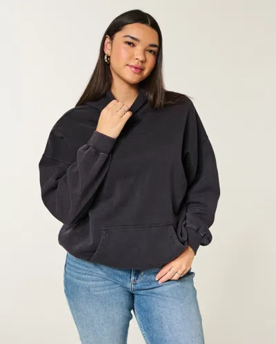 Hollister Oversized Washed Hoodie In Black