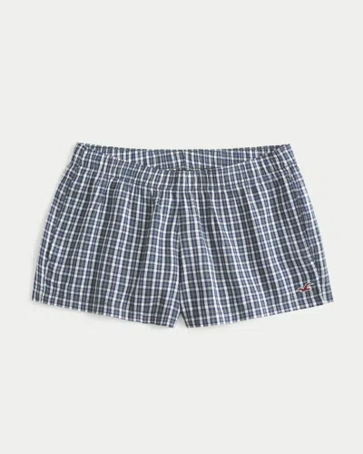 Hollister Oxford Mini Boxer Shorts In Blue