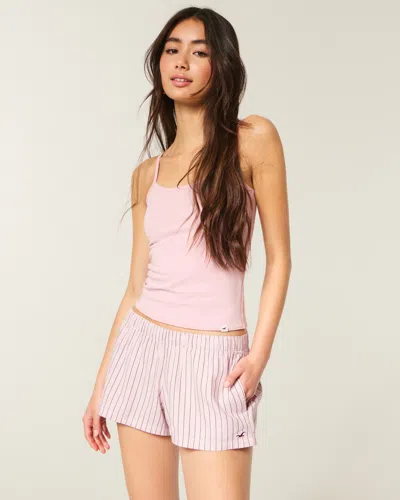 Hollister Oxford Mini Boxer Shorts In Pink