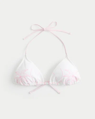Hollister Palm Tree Graphic Triangle Bikini Top In White