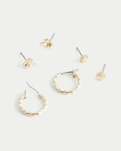 Hollister Palm Tree Stud & Hoop Earring 3-pack In Gold