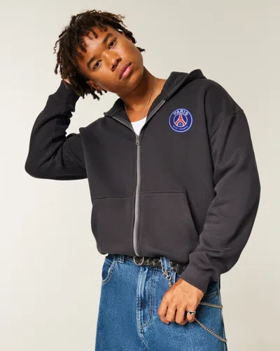 Hollister Paris Saint-germain F.c. Graphic Zip-up Hoodie In Gray