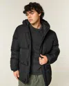 Hollister Parka Puffer Jacket In Black
