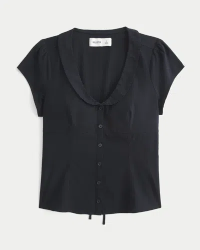 Hollister Peter Pan Collar Shirt In Black