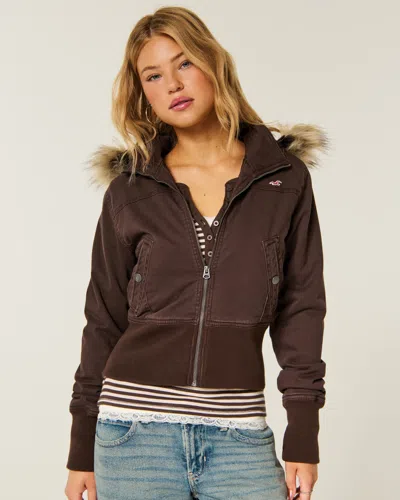 Hollister Peyton Twill Jacket In Brown