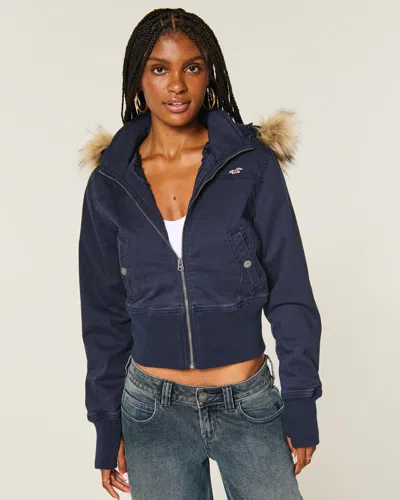 Hollister Peyton Twill Jacket In Navy