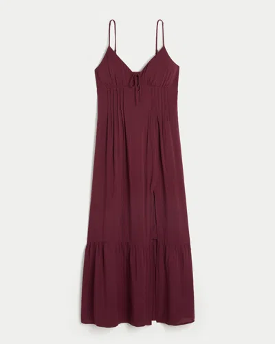 Hollister Pintuck Maxi Dress In Burgundy