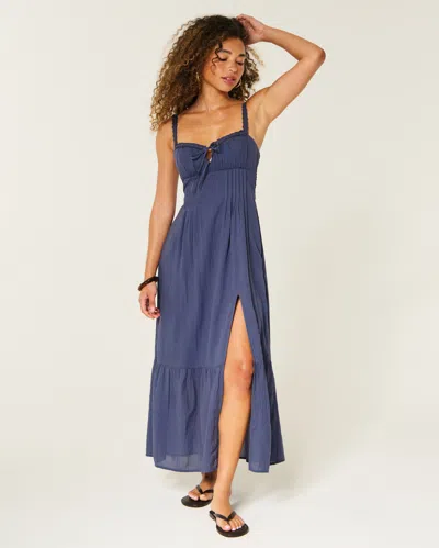 Hollister Pintuck Maxi Dress In Blue