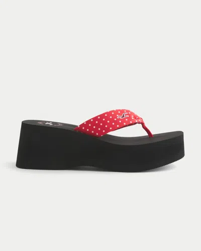 Hollister Platform Flip Flops In Red
