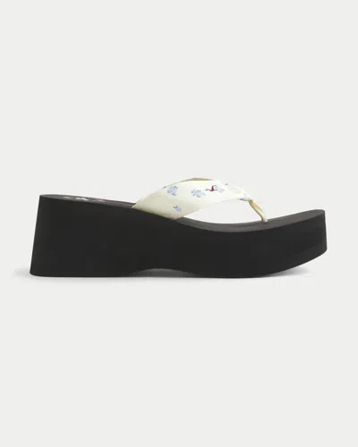 Hollister Platform Flip Flops In White