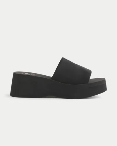 Hollister Platform Slide Sandals In Black