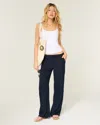 Hollister Pull-on Slub Pants In Blue