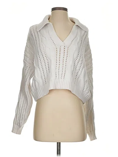 Pre-owned Hollister Pullover Sweater In White