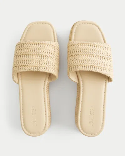 Hollister Raffia Platform Sandals In Gray