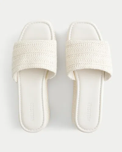 Hollister Raffia Platform Sandals In White