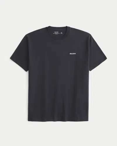 Hollister Relaxed Heavyweight Cotton Logo T-shirt In Black
