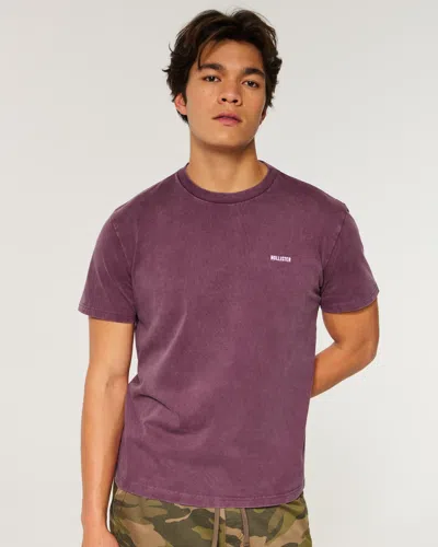 Hollister Relaxed Heavyweight Cotton Logo T-shirt In Purple